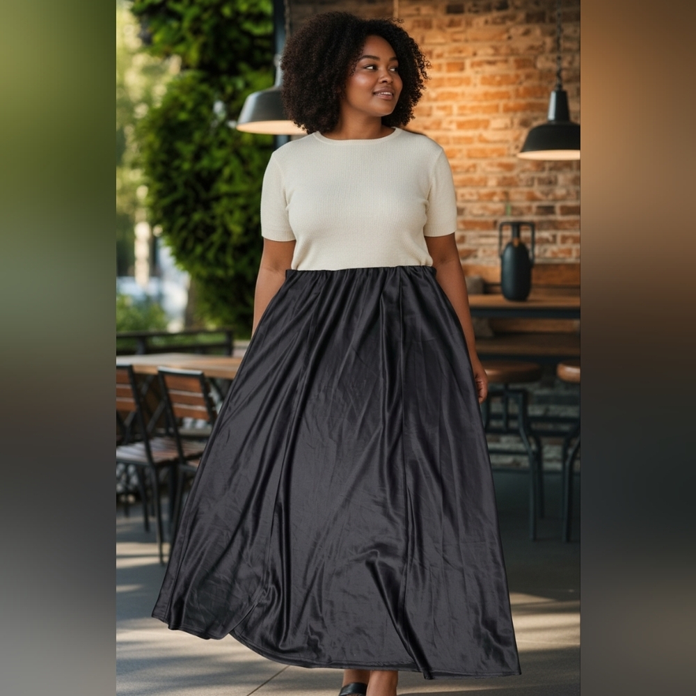 Torrid Black Maxi Skirt | Silky Satin Feel Elastic Waist Flowy Size 0X